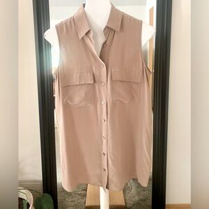 EQUIPMENT Femme Sheer Taupe Sleeveless Top
